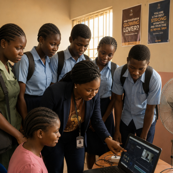Learners at laptops during a digital skills session